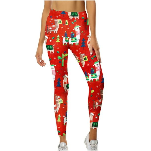Leggings Navideños Para Mujer Pantalones de Yoga Pantalones de Entrenamiento de Elasticidad Con Estampado Para Correr Odeerbi ODB192352