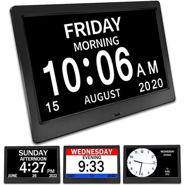 Clock with Day and Date for Elderly3 Colors Display Digital Calendar