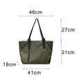 thumbnail image 3 of Commuter Tote bag for Women,Large Capacity Leather Nylon Shoulder Bag,Retro Textured Single Shoulder Bag with Zipper,Gray, 3 of 8