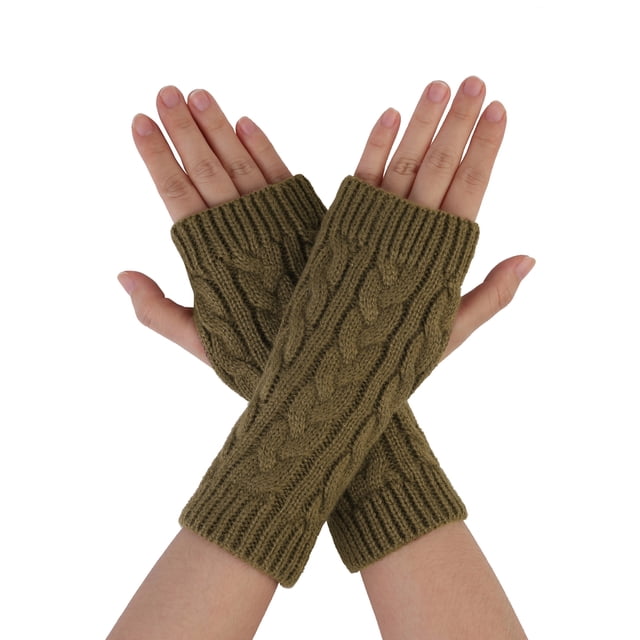 Guantes sin dedos de punto elástico unisex INSPIRE CHIC marrón talla única