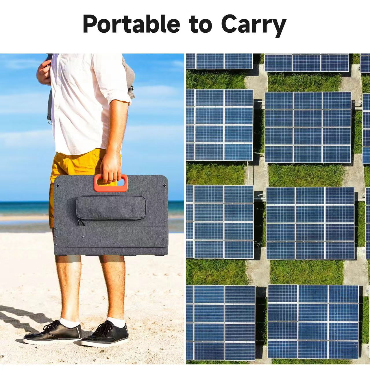 EchoNexus 200 Watt Portable Solar Panel for Power Station, Foldable Solar Charger with Adjustable Kickstands Waterproof IP65 for Home, RV, Boat, Outdoor, Camping, off Grid System