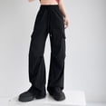 thumbnail image 3 of Efsteb Womens Wide Leg Sweatpants Elastic Waist Drawstring Baggy Pants Sweatpants Casual Trousers Pants for Women Solid Color Wide leg Pants Loose Pants for Women Trousers Black XL, 3 of 4