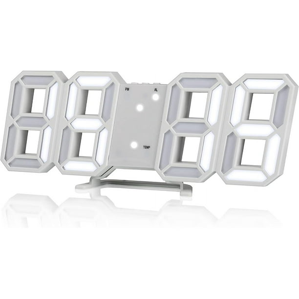 Reloj de pared digital LED con puerto USB - Reloj con luz regulable con calendario, alarma, indicador de temperatura - Ideal para oficina, hogar, hotel, dormitorio