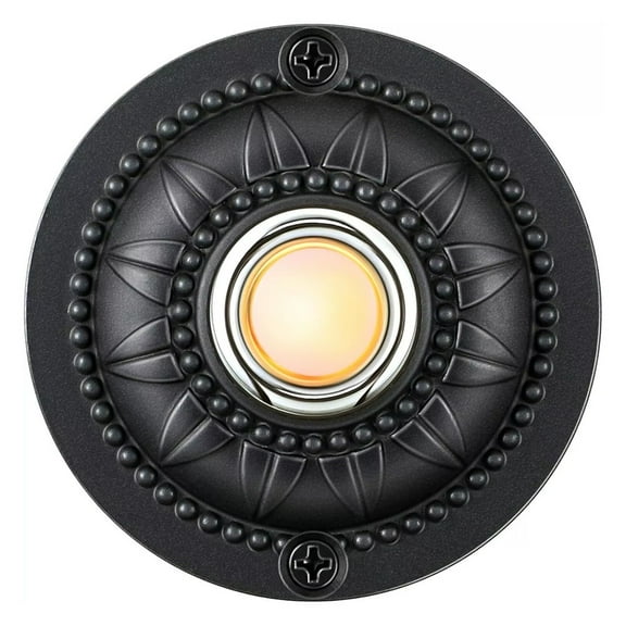 Home Front Door Replacement Round Iron Doorbell Push Button Wired Lighted Led