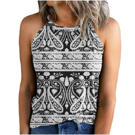 

Summer Savings Clearance 2023! pbnbp Halter Tops for Women Summer Casual Western Aztec Print Sleeveless Tank Shirts Fashion Slim Fit Thin Crewneck Camisole