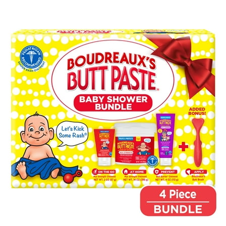 Boudreaux’s Butt Paste Baby Shower Bundle, Includes Max Strength Butt Paste, Barrier & Brush