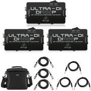 Behringer ULTRA-DI DI400P High-Performance Passive Direct Injection Box, 3-Pack, Bundle with 3x Platinum Pro 6' TRS Interconnect Cable, 3x 10' Microphone Cable