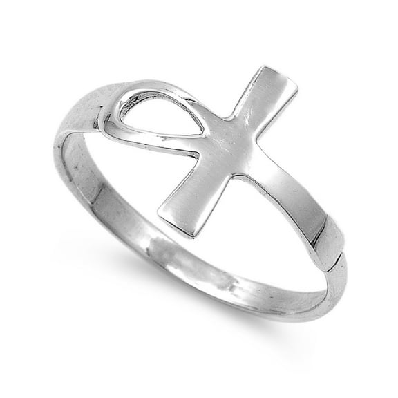 Protection from Harm Ankh Cross Ring Sterling Silver Size 10