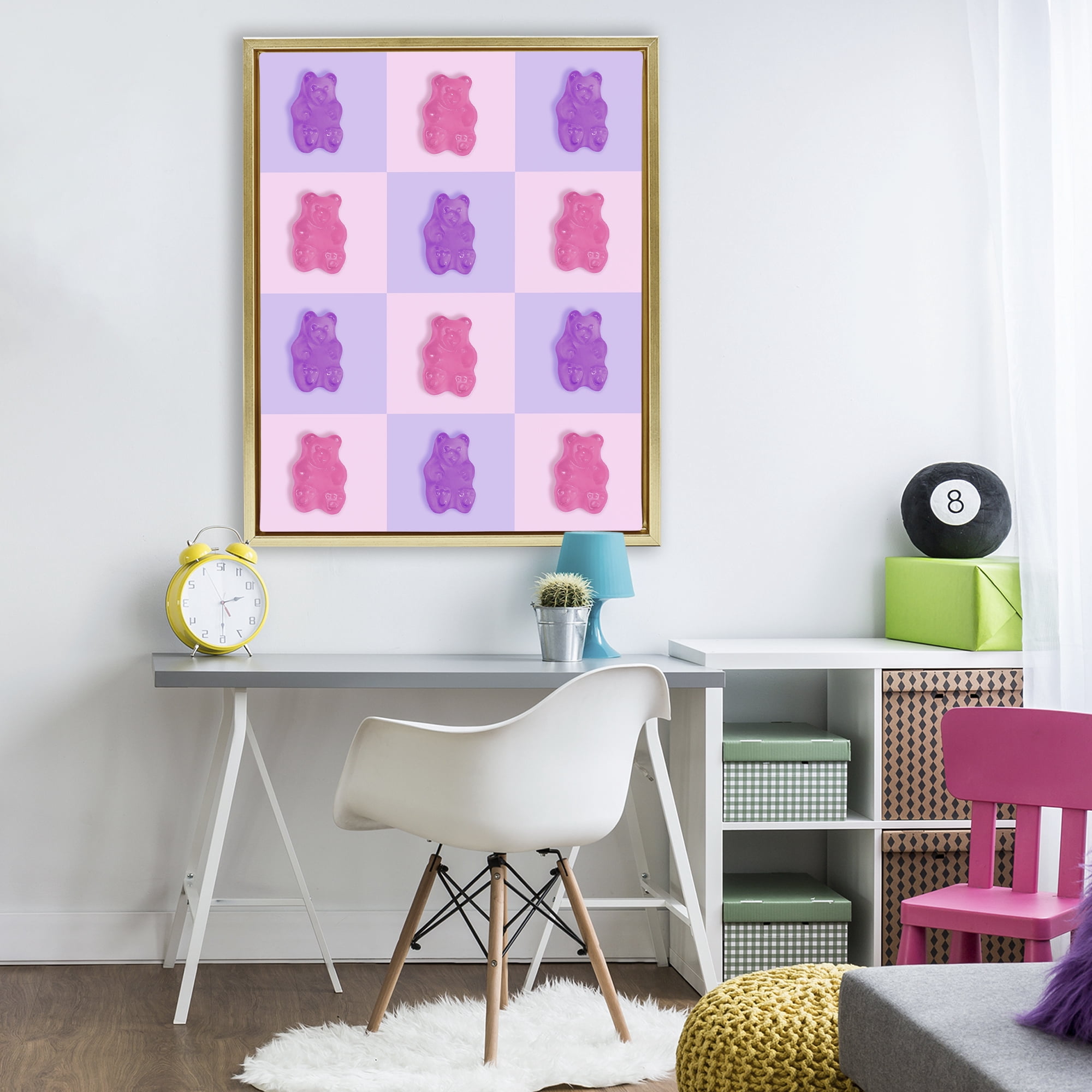 Stupell Industries Pink & Lilac Candy Bears Gold Framed Floater Canvas Wall Art, design by LISH Creative