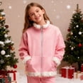 thumbnail image 2 of Zanarzt Girls Sweatshirts Girls Polar Fleece Jacket Kids Full Zip Lightweight Fall Spring Coat Outerwear with Pockets Pink,4-5 Years, 2 of 6