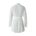thumbnail image 3 of Seyurigaoka Women Casual Long Dress Long Sleeve V-Neck Button Down Pleated Shirt Dress with Belt Loose Dress Party Streetwear, 3 of 9