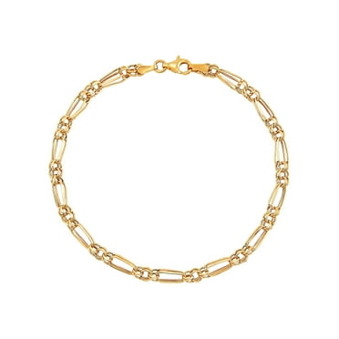 Brilliance Fine Jewelry 10K Yellow Gold Alternating Oval and Round Links Bracelet, 7.5"