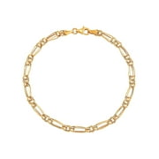 Brilliance Fine Jewelry 10K Yellow Gold Alternating Oval and Round Links Bracelet, 7.5"