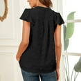 thumbnail image 4 of Blusa de mujer Ticfox con cuello en V y manga con volantes de poliéster negro XL, 4 of 6