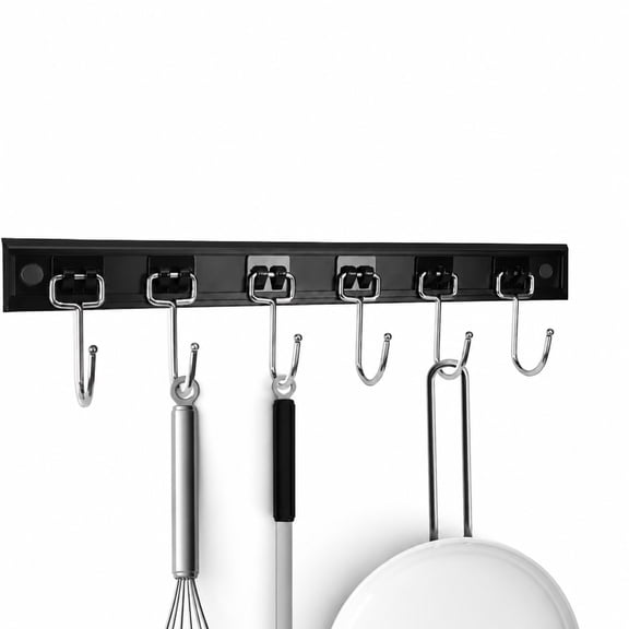 Wall Mount Kitchen Utensil Hanging Rack Set with Multiple Hooks, Multi Purpose Cooking Tool Storage Organizer for Counter Side Wall