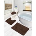 thumbnail image 3 of Ottomanson Oceana Washable Non-Slip Rubberback Polypropylene Brown Bath Rug Set, 3 Piece, 3 of 9