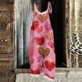 thumbnail image 3 of Fgvctg Valentine's Day Jumpsuits for Women Overalls Wide Leg Pant Spaghetti Straps Festival Love Heart Print Jumpsuits Sleeveless Bib Overalls Sprimg Rompers Clothing With Pockets Orange L, 3 of 5