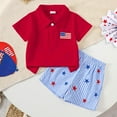 thumbnail image 2 of Toddler Kids Boy Summer Shorts Clothing Set 0 6 12 18 24 Months 2T 3T 4T Letter Tractor Print Short Sleeve Round Neck T-Shirt with Solid Shorts 2Pcs Outfit Gibobby(18-24 Months,Red), 2 of 3