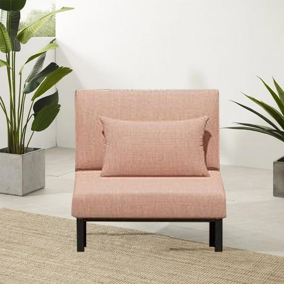 Acme Rajni Patio-Armless Chair, Pink Fabric & Black Finish