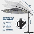 thumbnail image 5 of Patbrela 10ft Offset Patio Umbrellas (Includes Base) Outdoor Cantilever Hanging Umbrella with Infinite Tilt, for Yard, Garden, Beach, Pool & Deck, Gray, 5 of 10