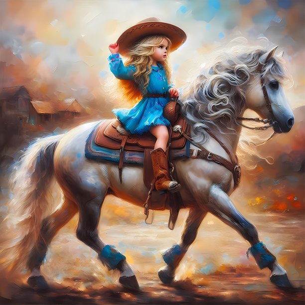 (ZSH744) Serie Personajes Vaquera Con Diamantes Redondos Pintura Resina Con Diamantes 30x30CM
