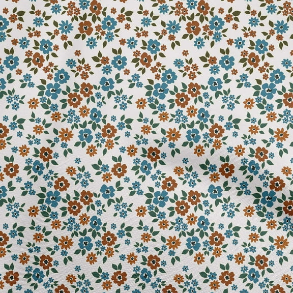 oneOone Polyester Spandex Medium Blue Fabric Floral Craft Projects Decor Fabric Printed By The Yard 56 Inch Wide-6612