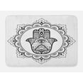 thumbnail image 1 of Hamsa Bath Mat, Mehndi Style Symbol in Round Mandala Oriental Artistic Ethnic Asian Floral Details, Non-Slip Plush Mat Bathroom Kitchen Laundry Room Decor, 29.5 X 17.5 Inches, Black White, Ambesonne, 1 of 2