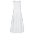 thumbnail image 4 of outfmvch Robe Blanche Grande Taille Quotidienne Sans Manches vintage patchwork Bohème Col Rond Robe maxi Robes Femmes Robes d'Automne, 4 of 9