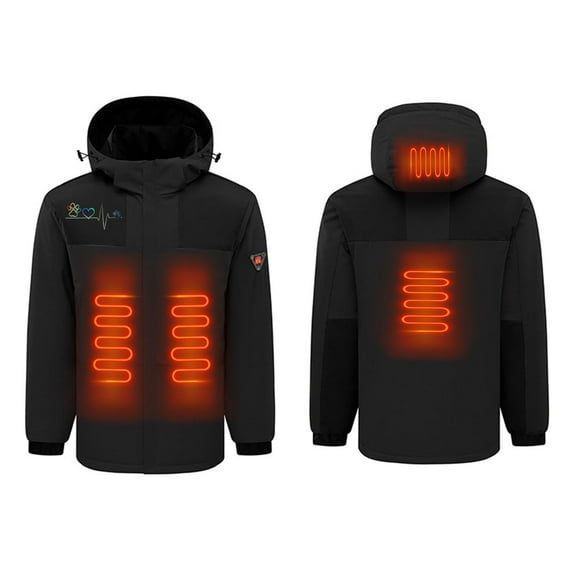 Jinhomg Winter Jackets for Men Unisex USB Electric Outdoor Warm Coat Multiple Heating Zones Washable Hooded Jackets with Pockets