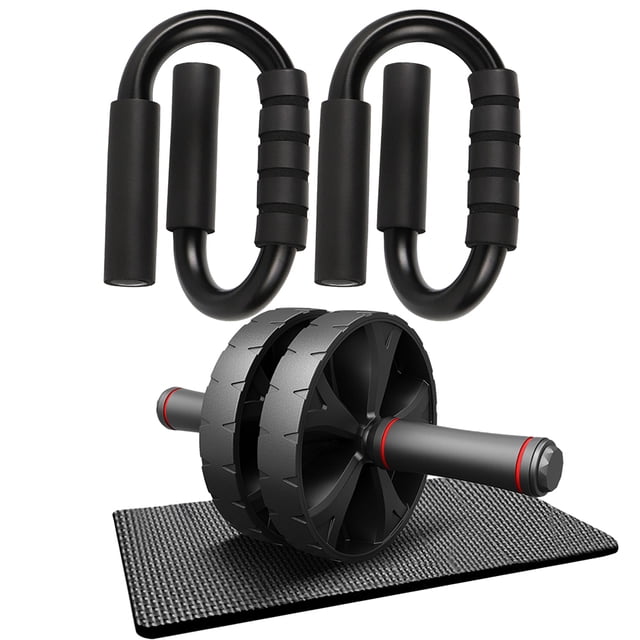 Kit de ruedas Ab Rollers con barra de empuje, juego de rodillos abdominales, herramientas para ejercicios deportivos