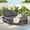 Dark Gray, variant on Harper & Bright Designs Outdoor Round Rattan Sunbed with Adjustable Backrests, Wicker Patio Daybed with Cushions, Patio Loveseat Lounge Chair with Foldable Cup Trays for Backyard, Light Gray