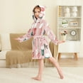 thumbnail image 4 of FORMRS Niños Bathrobe Unisex Hooded Robe Soft Plush Pajamas Sleepwear, Size 7-9T, Pink Christmas Cups, 4 of 7
