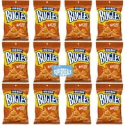 Bugles, Nacho Cheese,Crispy Corn Snack, 1.5 oz Pack of 12 bundled by SUPERDEALS with Mystery Gift