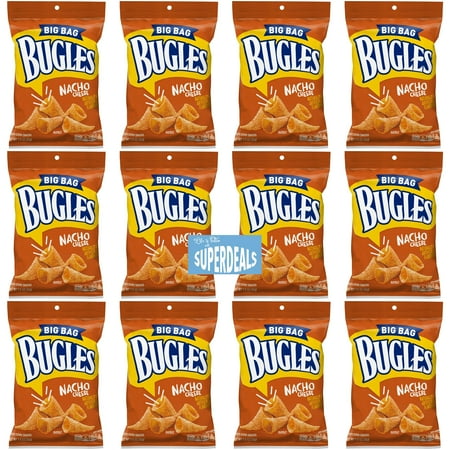 Bugles, Nacho Cheese,Crispy Corn Snack, 1.5 oz Pack of 12 bundled by SUPERDEALS with Mystery Gift