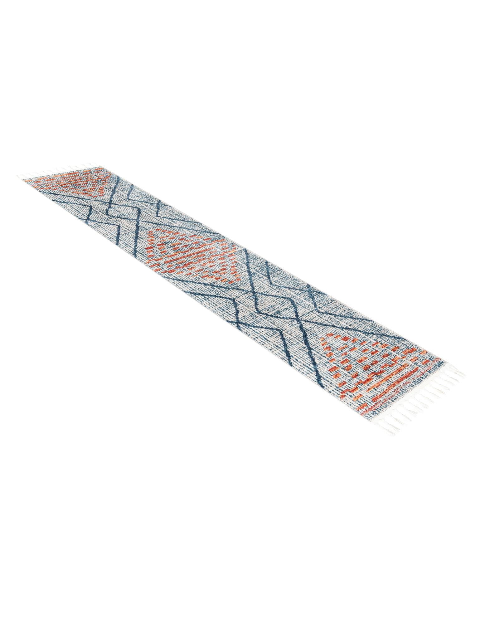 Unique Loom Aramis Collection Area Rug - Kavi (2' x 8' Runner Blue/Cream)