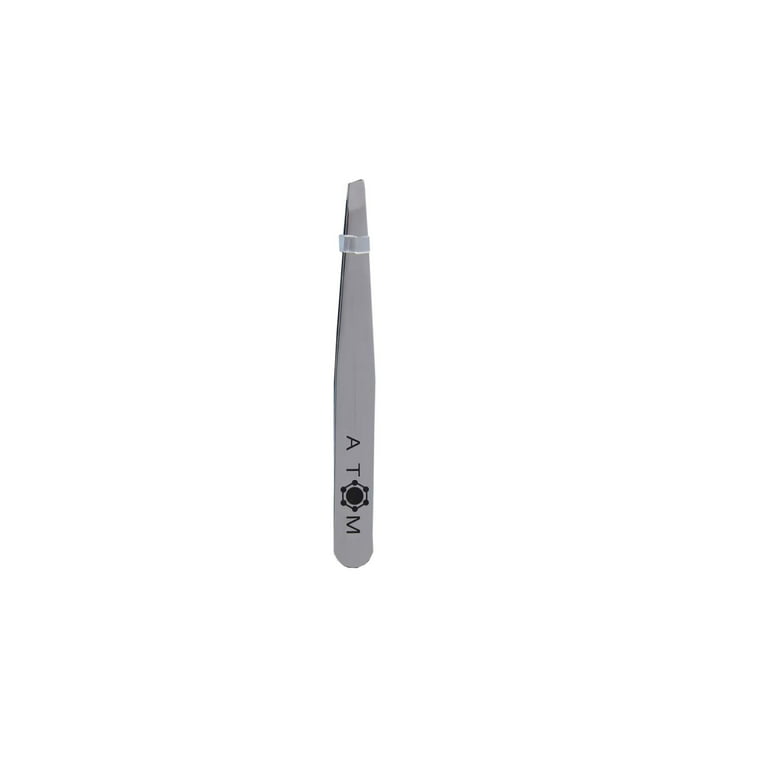 ATOM Tweezers for Eyebrows & Ingrown Hair Removal Blackhead and Splinter  Tweezer with Sharp Needle Nose Point Great Precision for Facial Hair  (Silver) 