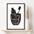 thumbnail image 2 of PixonSign Framed Canvas Print Wall Art Brush Teeth and Floss Phrase People Structure Typography Modern Art Decorative Elements Fun Black and White for Living Room, Bedroom, Office - 16"x24" Black, 2 of 5