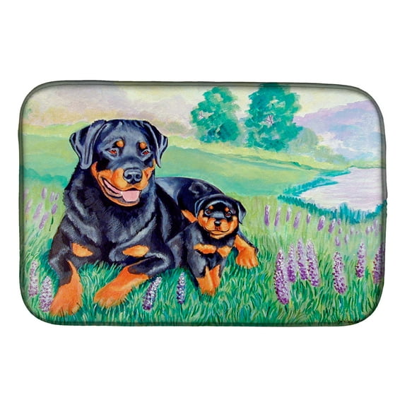 Caroline's Treasures Rottweiler Dish Drying Mat