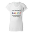 thumbnail image 2 of I Don't Need Google My Mom Knows Everything Womens V-Neck Tee, White, Medium, 2 of 3
