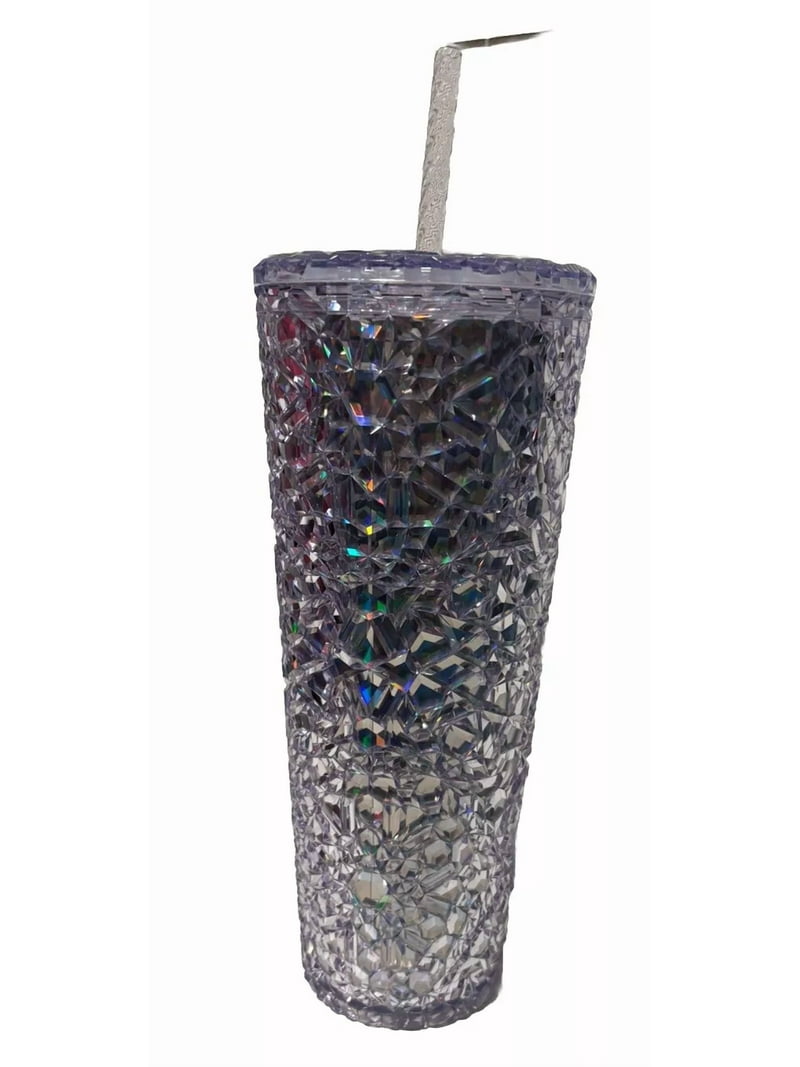 Starbucks 24oz Silver Gem Studded Tumbler, Cold Cup, Double-Wall