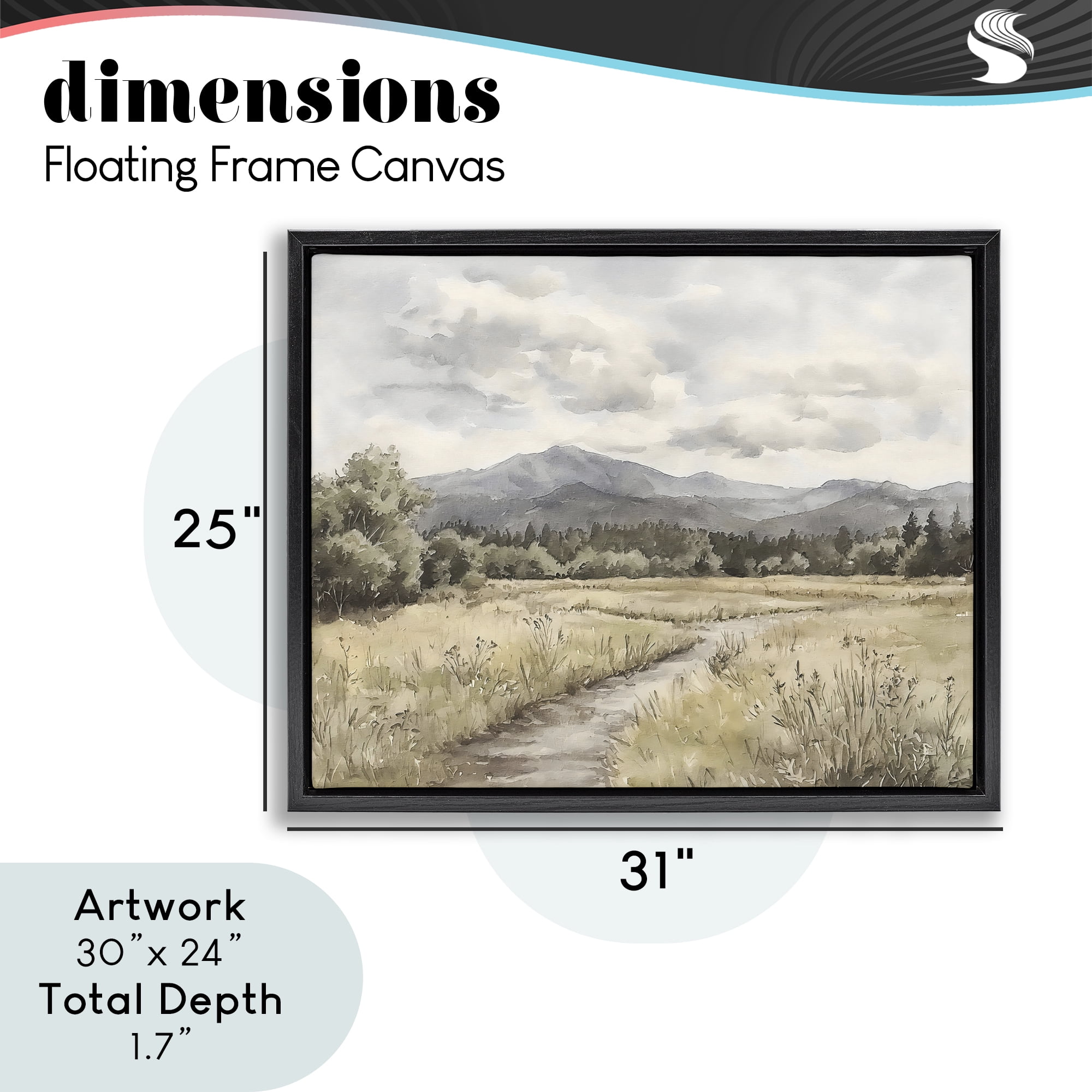 Stupell Industries Muted Pathway to Mountains Black Framed Floater Canvas Wall Art, design by Riley B