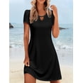 thumbnail image 3 of Vestido casual Zeagoo para mujer 2025, manga corta, verano, negro, XXL, 3 of 4