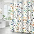 thumbnail image 4 of Boho Leaf Floral Shower Curtain, Spring Summer Modern Colorful Botanical Leaves Bohemian Fabric Shower Curtain Set with 12 Hooks, Bathroom Accessories Decor Cloth Curtain 72x72 Inches, 4 of 7