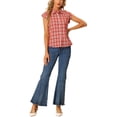 thumbnail image 2 of INSPIRE CHIC Women's Summer Plaid Tops Short Sleeves Button Down Shirt Reds L, 2 of 5