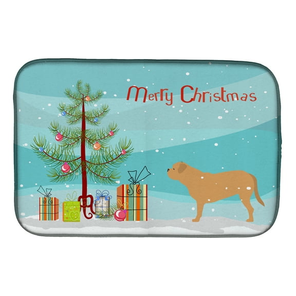 Dogue de Bordeaux Merry Christmas Tree Dish Drying Mat