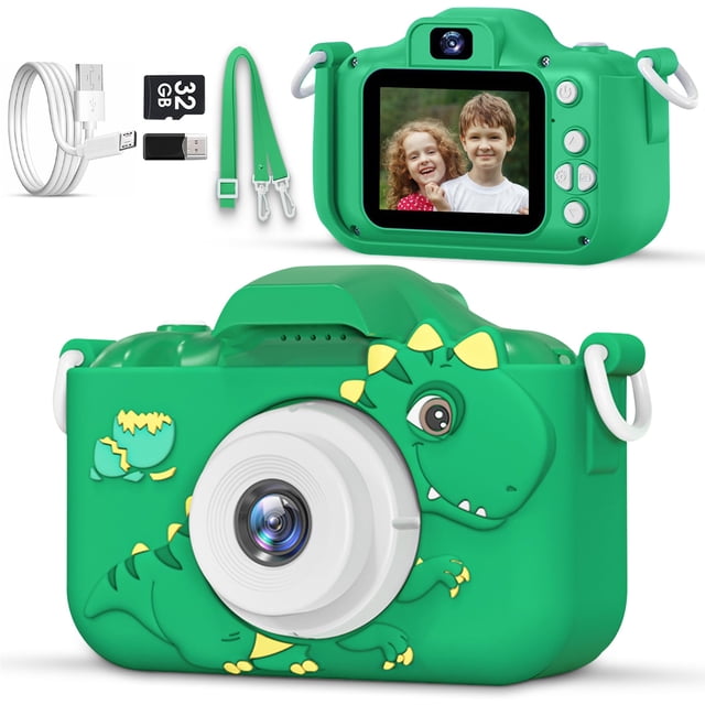 Cámara infantil LOMINAT 1080P HD Video con tarjeta SD de 32 GB, color verde