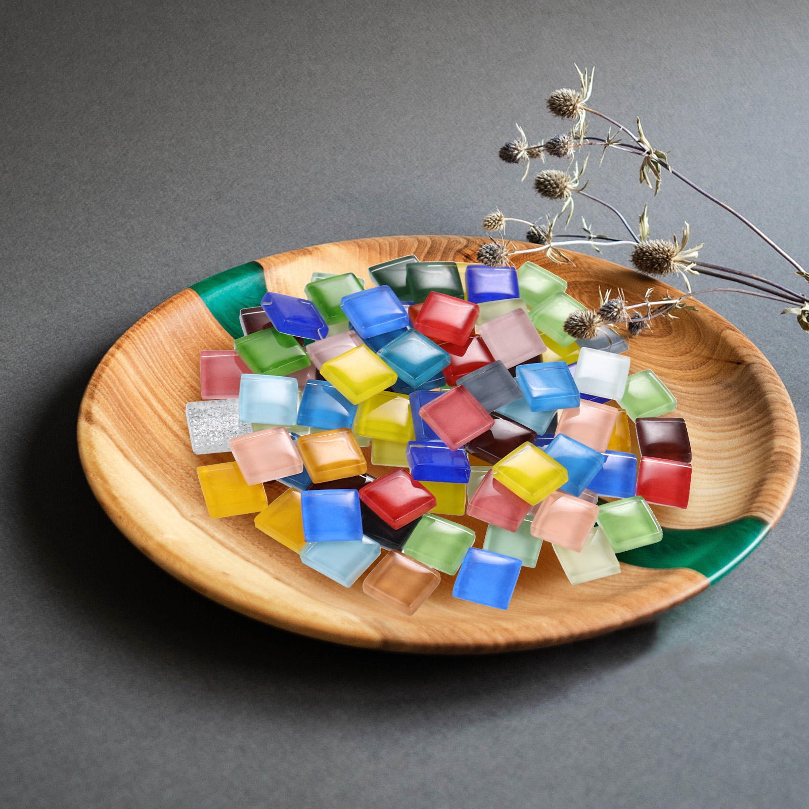 UPOUART 1200 Pieces Flat Back Mosaic Tiles Assorted , Projects, and Christmas Decorations