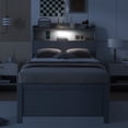 thumbnail image 4 of Twin Size Wooden LED Platform Bed with Trundle, with Storage Headboard, with Drawers, Gray, 4 of 9