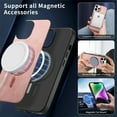 thumbnail image 2 of Case for iPhone 13 Pro Magnetic Compatible with MagSafe, Slim Luxury Skin-Feel PU Leather Non-Slip Grip Shockproof Bumper Cover Magnetic Support Car Mount Phone Case for iPhone 13 Pro, Pink, 2 of 9