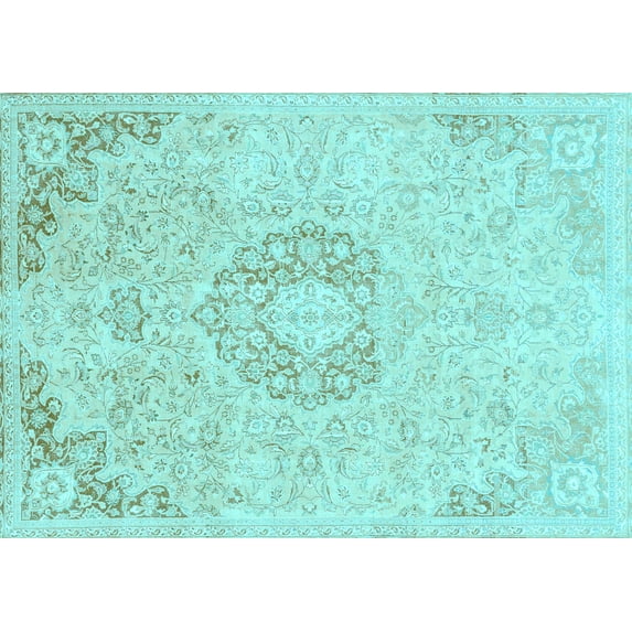 Ahgly Company Indoor Rectangle Abstract Light Blue Modern Area Rugs, 3' x 5'